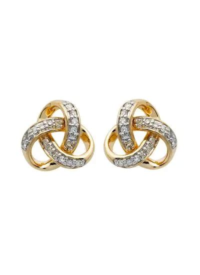 14K Gold Diamond Set Trinity Stud Earrings Blarney