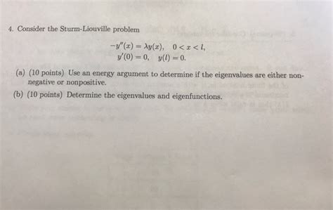 Solved Consider The Sturm Liouville Problem Y Chegg