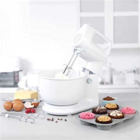 ELECTRIC TWIN HAND STAND MIXER WITH ROTATING 2 LITRE CAKE BAKING