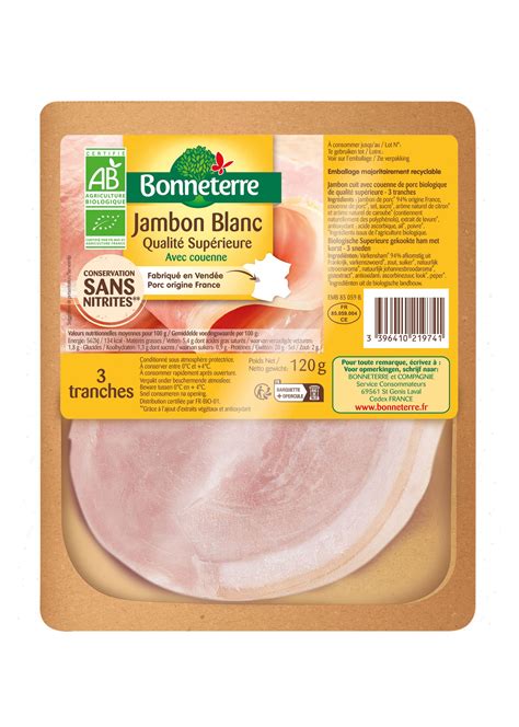 Jambon Blanc Sans Nitrites Bio Bonneterre