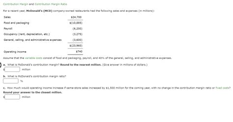 Solved Contribution Margin And Contribution Margin Chegg