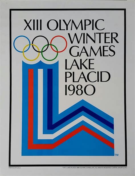 Vintage Poster XIII Olympic Winter Games Lake Placid 1980 Logotipo