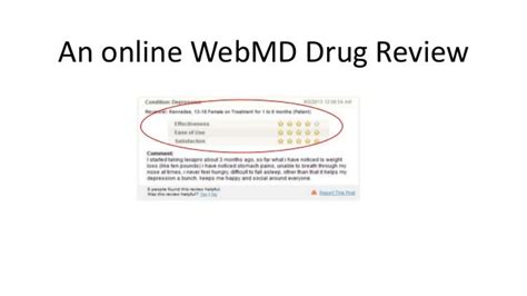 Using Online Webmd Reviews To Examine Drug Performance