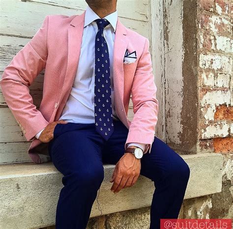 Pink Blazer With Navy Pants Mens Outfits Pink Blazer Men Blazer