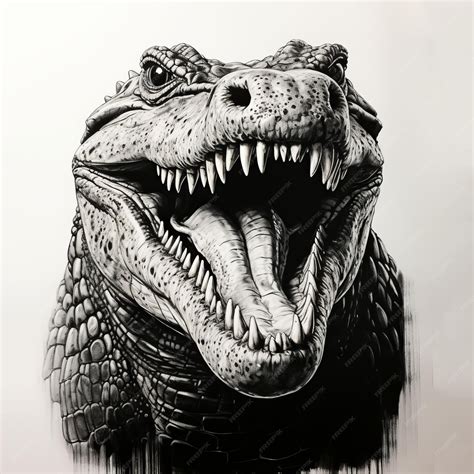 Premium Photo | HyperRealistic Alligator Drawing Detailed Portrait in ...