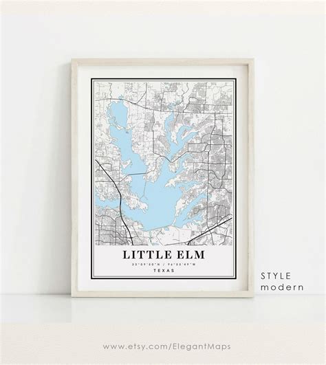 Little Elm Texas Map, Little Elm TX Map, Little Elm City Map, Little Elm Print, Little Elm ...