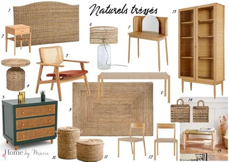 Sélection de meuble et objets de décoration tendance naturelle et