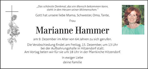 Traueranzeigen Von Marianne Hammer Trauer Kleinezeitung At