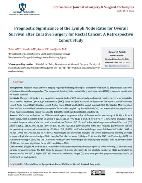 Prognostic Significance Of The Lymph Node Ratio For Overall Survival