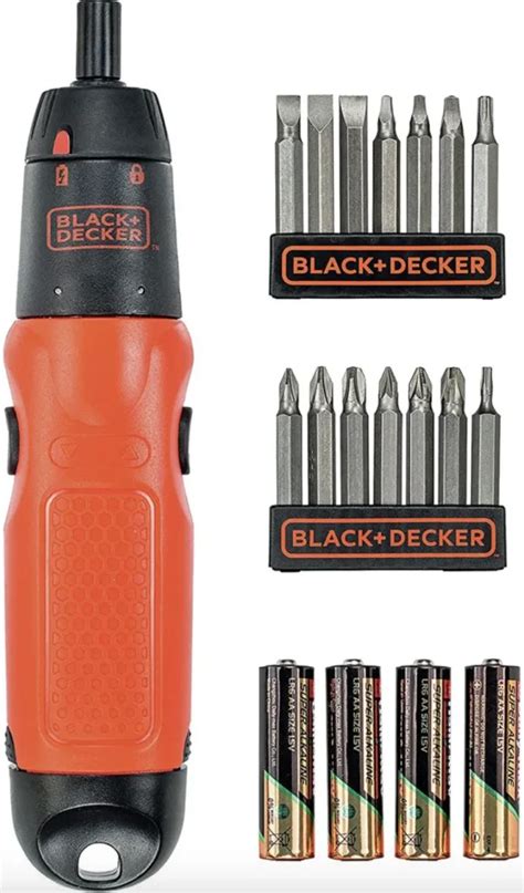 Black Decker V Cordless Screwdriver X Aa Batteries Pc Screwbit Set