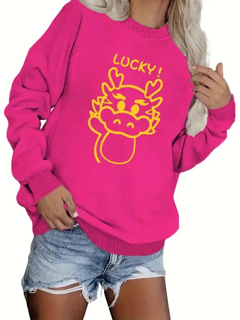 Graphic Print Sweatshirt Plus Size Crew Neck Casual Temu Canada