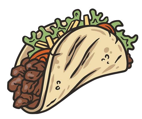 Vector De Tacos Con Carne Y Vegetales Comida R Pida Mexicana