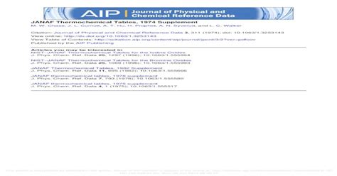 Janaf Thermochemical Tables Pdf | Brokeasshome.com