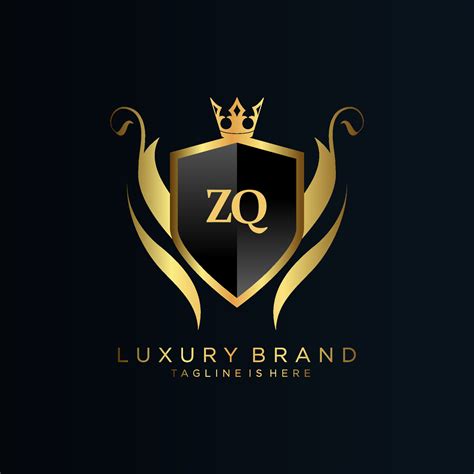 ZQ Letter Initial With Royal Template Elegant With Crown Logo Vector