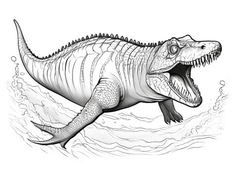 Realistic Mosasaurus Coloring Page Printable Dapet