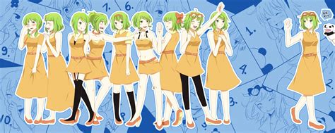 Blush Bow Braids Collar Dress Dualscreen Glasses Green Eyes Green Hair Gumi Headband Juu Mensou