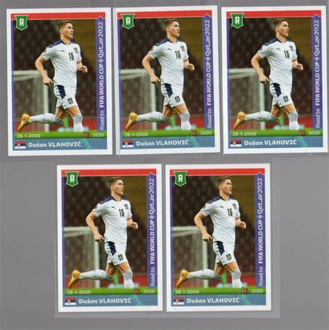 LOT OF 5 Dusan Vlahovic Rookie Serbia Panini Stickers Road To Qatar