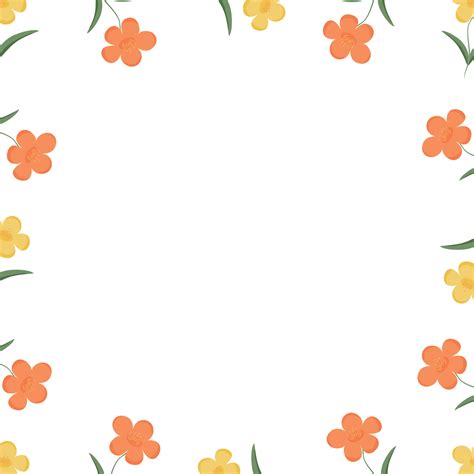 Orange and Yellow Flower Border with Space for Text, Vector, Maio ...