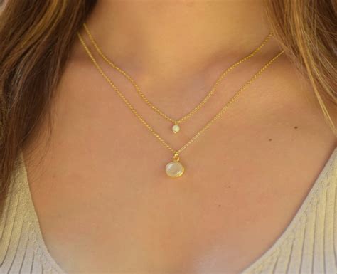 Dainty Aquamarine Necklace Stone Necklaces For Women Dainty Layered