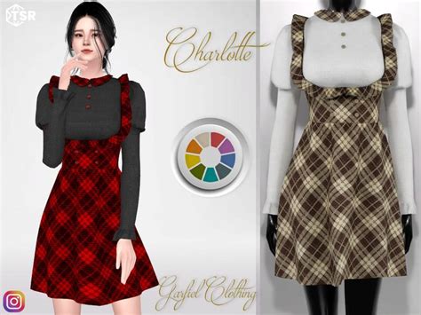 The Sims Resource Charlotte Skirt With Corset Plaid Outfit In 2024