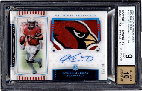 19 National Treasures Stars Stripes 161 Kyler Murray RPA Rookie Logo