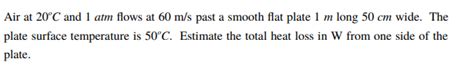 Solved Air At C And Atm Flows At Ms Past A Smooth Chegg