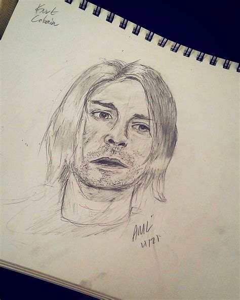 Kurt Cobain Pencil 9 X 12 Rart