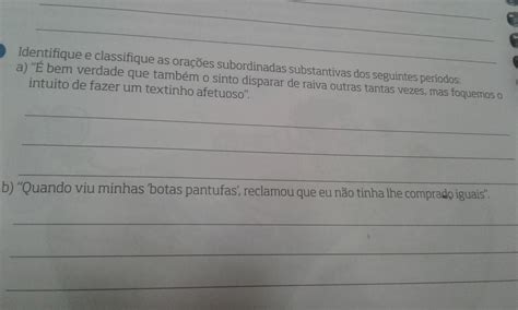 Identifique E Classifique As Orações Subordinadas Substantivas FDPLEARN