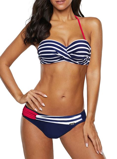 Eytino Bikinis For Women Padded Bikini Set Strappy Push Up Swimsuit