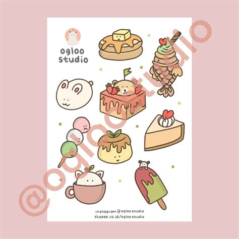 Sticker Aesthetic Sticker Gambar Kartun Makanan Dan Minuman Lucu Jual