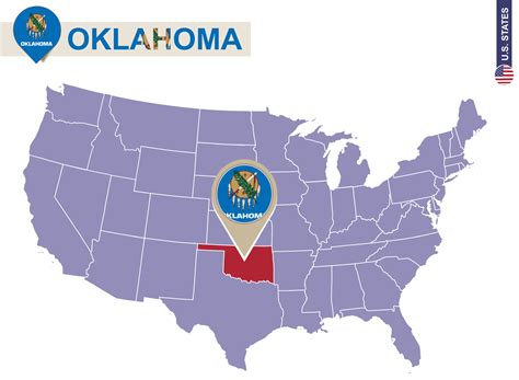 Oklahoma State on USA Map. Oklahoma flag and map. 7411436 Vector Art at ...