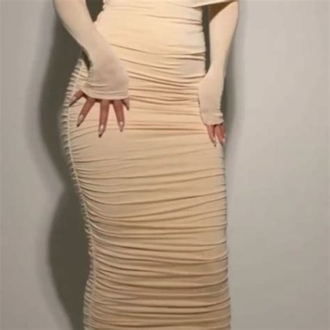 Naked Wardrobe Skirts Nwt Naked Wardrobe Ruched Energy Maxi Skirt In Oatmeal Poshmark