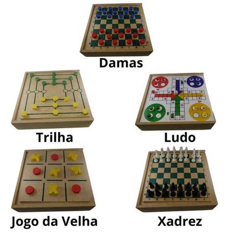 Jogos Tabuleiro Em Xadrez Dama Ludo Trilha Jogo Da Velha Zaramela