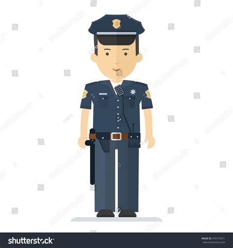 Vector Police Officer Character Profession Man Stock Vector 476573671