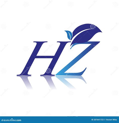 Letra Inicial Hz Con Logotipo De Hoja Color Azul Naturaleza Y Medio