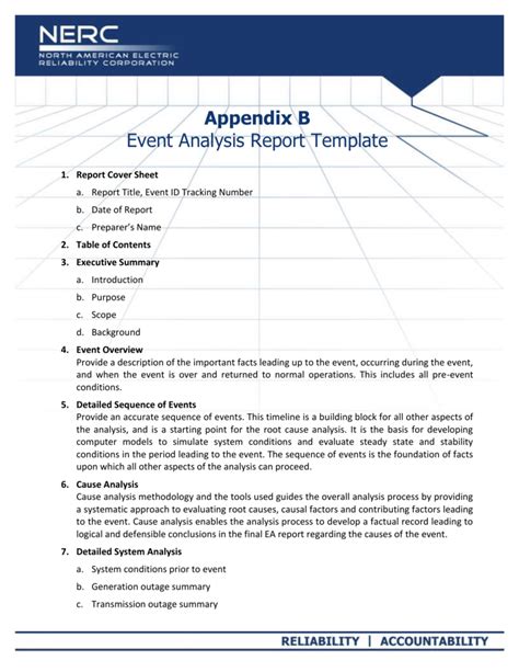 Appendix B Event Analysis Report Template