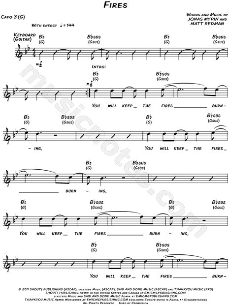 Matt Redman Fires Sheet Music Leadsheet In Bb Major Transposable