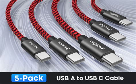 Cleefun [1ft 5 Pack] Short Usb C Cable 3 8a Fast Charging Usb To Usb C Cable