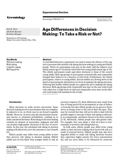 Ger Age Decisions Pdf Risk Decision Making