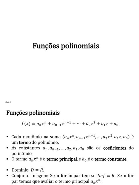 Funções Polinomiais Pdf Polinomial Função Matemática