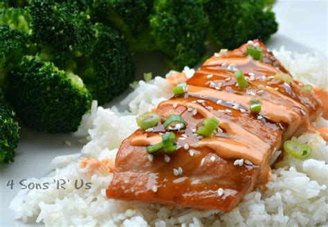 Baked Teriyaki Salmon With A Sriracha Cream Drizzle Sons R Us