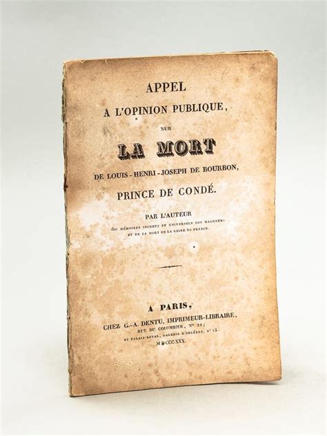 Appel L Opinion Publique Sur La Mort De Louis Henri Joseph De