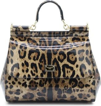 Dolce Gabbana Small Sicily Bag In Shiny Leopard Print Off