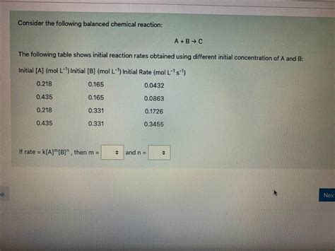 Solved Consider The Following Balanced Chemical Reaction A Chegg