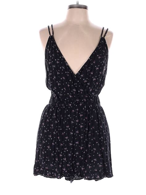 American Eagle Outfitters 100 Viscose Floral Black Romper Size M 56