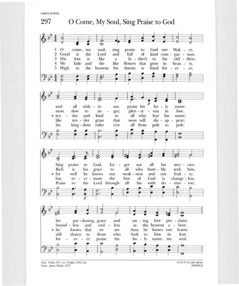 Psalter Hymnal Gray 297 O Come My Soul Sing Praise To God Our