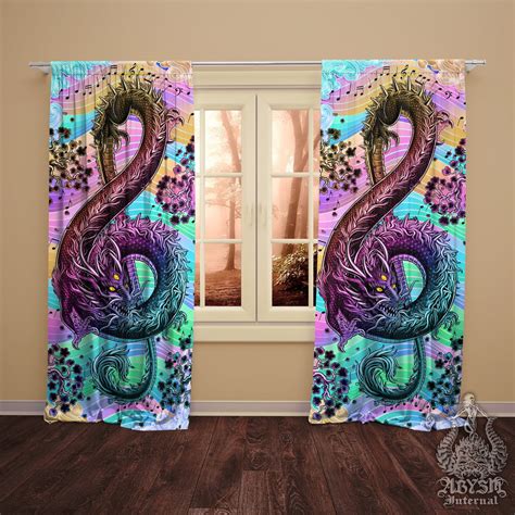 Music Blackout Curtains Long Window Panels Treble Clef Music Art Print Kawaii Gamer Room