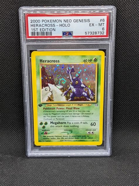 HERACROSS 6 111 1st Edition Neo Genesis SWIRL Holo Rare 2000 Pokemon