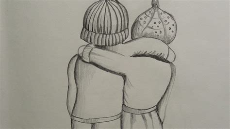 Best Friends Pencil Shading Drawing - Friends Two Hugging Draw Pencil ...