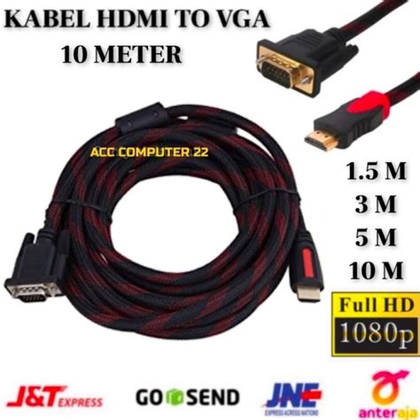 Jual Kabel Hdmi To Vga Panjang 3 Meter High Quality Shopee Indonesia